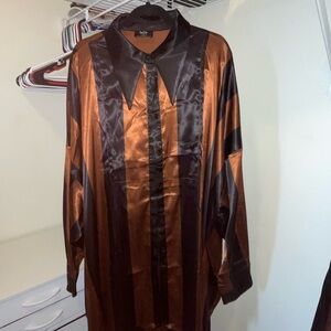Dressed in LALA Black and Brown Satin Pantsuit